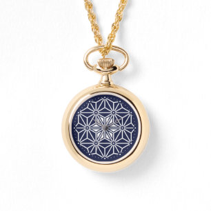 Oriental Navy Blue White Asanoha Japanese Style Watch