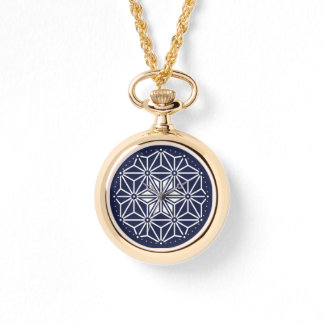 Oriental Navy Blue White Asanoha Japanese Style Watch
