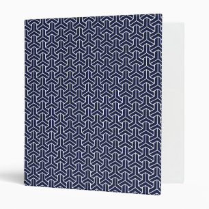 Oriental Navy Blue White Japan Bishamon Pattern Binder