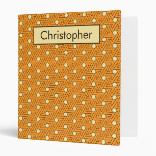 Oriental Orange Beige Triangle Spirals Egyptian Binder