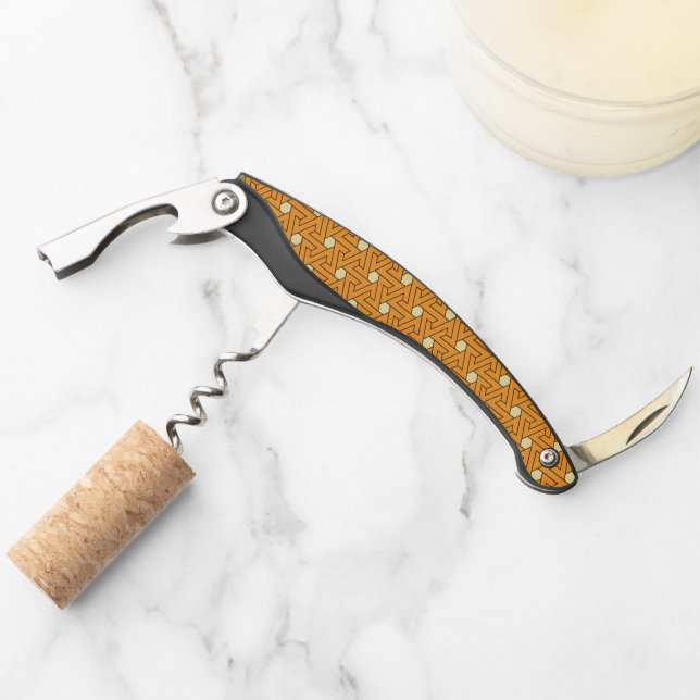 Oriental Orange Beige Triskelion Egyptian Pattern Corkscrew (Front)