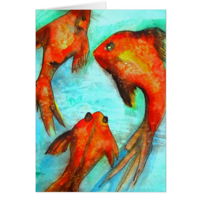 Oriental orange goldfish watercolor original art (Front)
