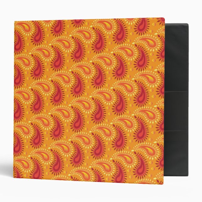 Oriental Orange Persian Paisley Pattern Binder (Front/Inside)
