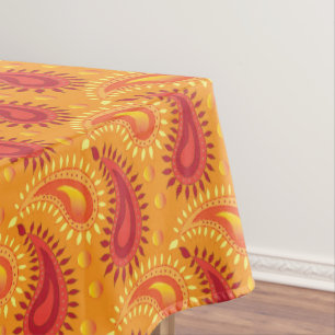 Oriental Orange Persian Paisley Pattern Tablecloth