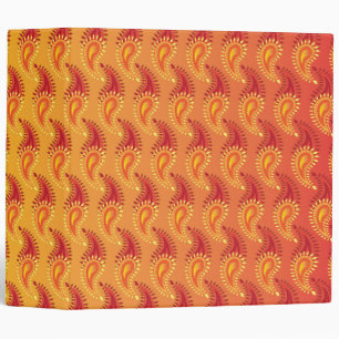 Oriental Orange Twin flame Persian Paisley Pattern Binder