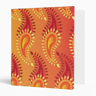Oriental Orange Twin flame Persian Paisley Pattern Binder