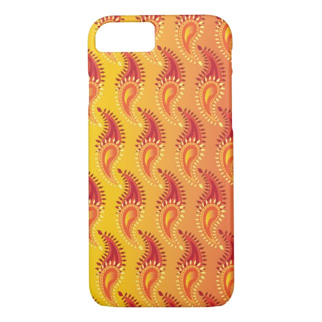 Oriental Orange Twin flame Persian Paisley Pattern Case-Mate iPhone Case (Back)