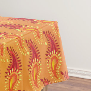 Oriental Orange Twin flame Persian Paisley Pattern Tablecloth