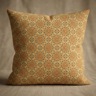Oriental Orange & Yellow Geometric Pattern Fabric