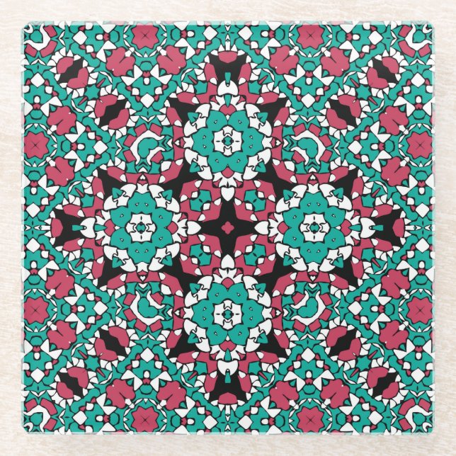 Oriental ornament glass coaster (Front)