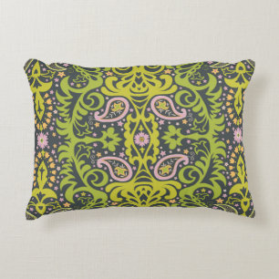 Oriental paisley ornament; decorative seamless flo accent pillow