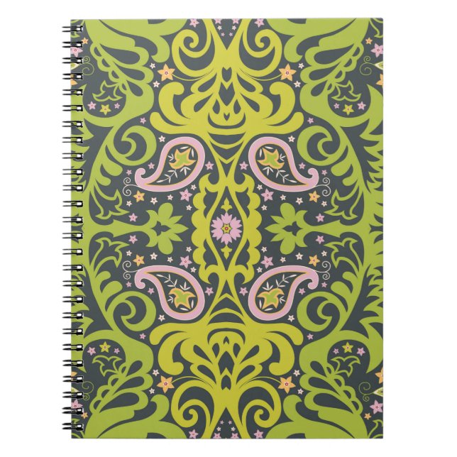 Oriental paisley ornament; decorative seamless flo notebook (Front)
