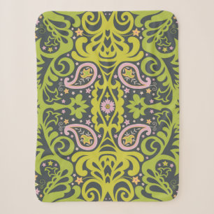 Oriental paisley ornament; decorative seamless flo sherpa blanket