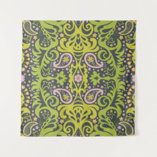 Oriental paisley ornament; decorative seamless flo tapestry