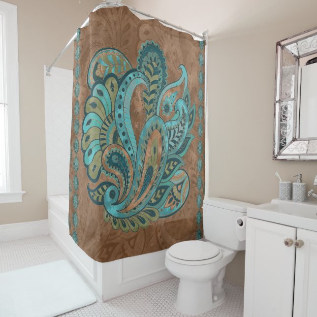 Oriental Paisley Pattern Watercolor and Gold (In Situ)