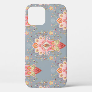 Oriental Paisley Peacock Feather Background iPhone 12 Case