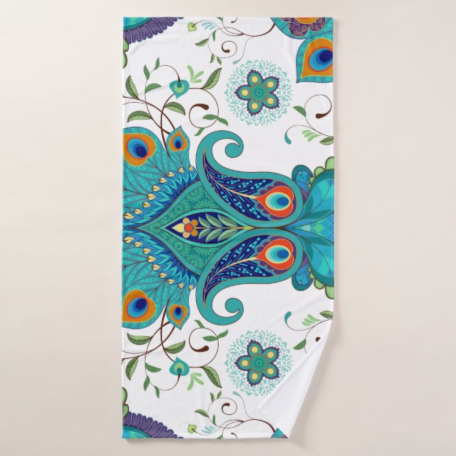 Oriental paisley, peacock feather pattern. bath towel (Bath Towel)