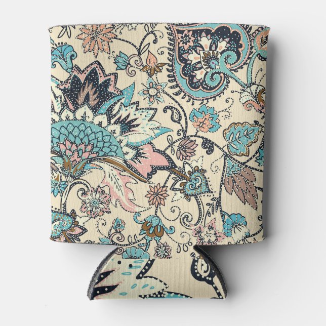 Oriental Paisley: Stylized Textile Elegance. Can Cooler (Front)