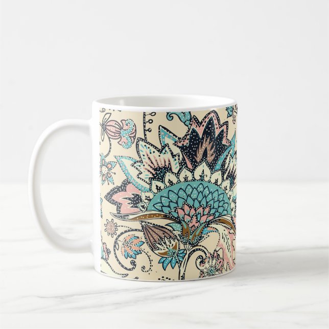 Oriental Paisley: Stylized Textile Elegance. Coffee Mug (Left)