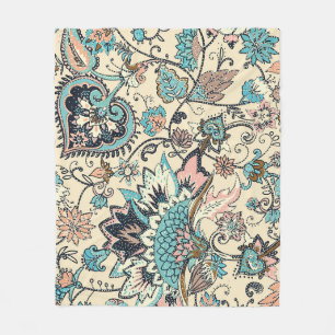Oriental Paisley: Stylized Textile Elegance. Fleece Blanket