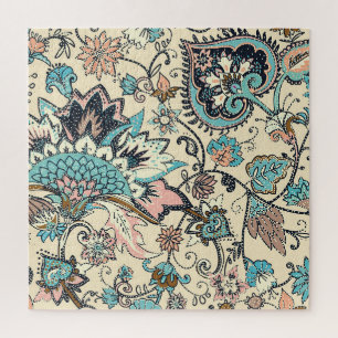 Oriental Paisley: Stylized Textile Elegance. Jigsaw Puzzle