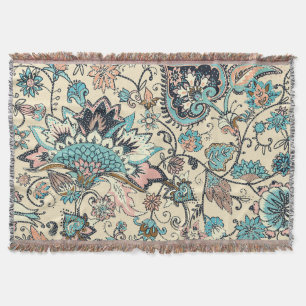 Oriental Paisley: Stylized Textile Elegance. Throw Blanket
