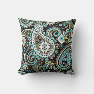 Oriental Paisley Vintage Seamless Pattern Throw Pillow