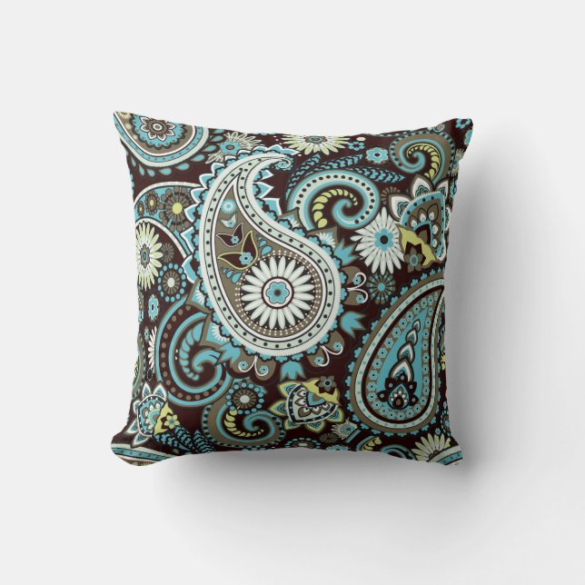 Oriental Paisley Vintage Seamless Pattern Throw Pillow (Front)