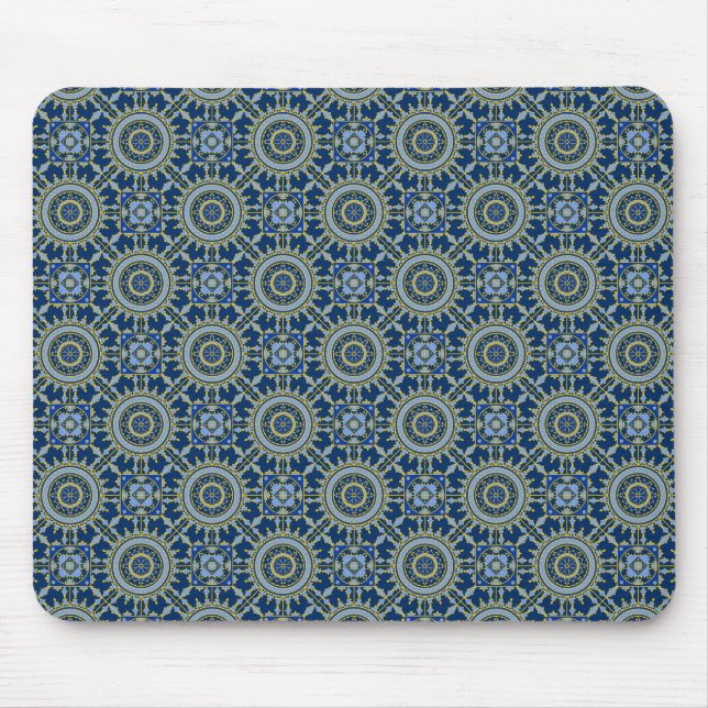 Oriental Pattern Blue Mouse Pad (Front)