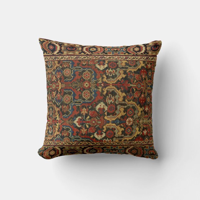 Oriental Persian Carpet with Floral Motifs Throw Pillow (Front)