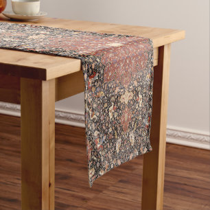 Oriental Persian Hunting Rug Print Pattern Fabric Short Table Runner