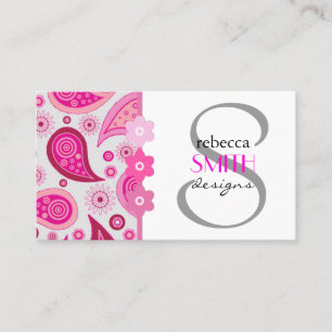 Oriental Persian Paisley, Flowers - Pink Business Card