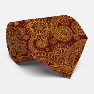 Oriental Persian Paisley, Swirls - Red Yellow Tie