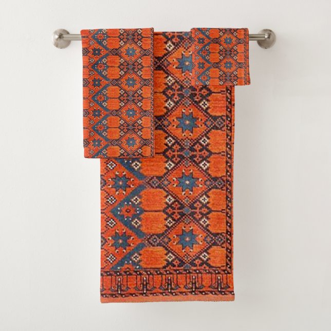Oriental Persian Turkish  Carpet Bath Towel Set (Insitu)