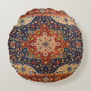 Oriental Persian Turkish Carpet Pattern Round Pillow