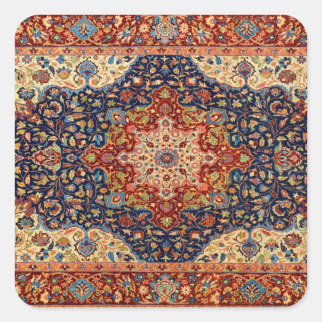 Oriental Persian  Turkish Carpet  Pattern Square Sticker (Front)