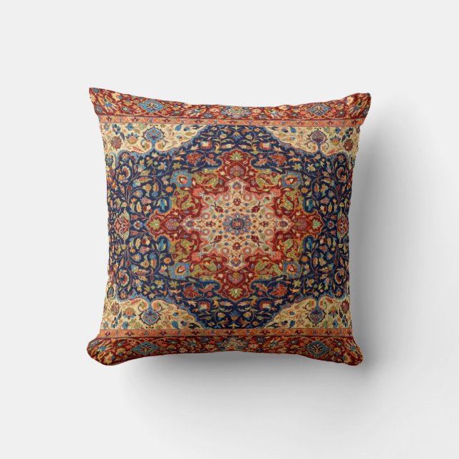 Oriental Persian Turkish Carpet Pattern Throw Pillow (Front)