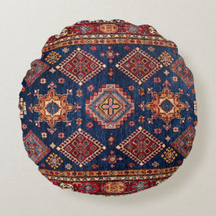Oriental Persian Turkish Rug Pattern Round Pillow