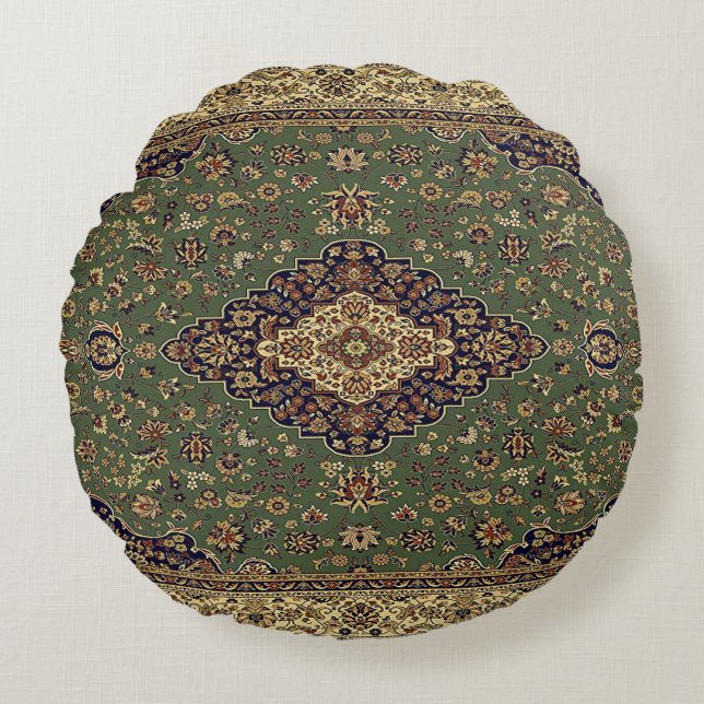 Oriental Persian Turkish Rug Round Pillow (Front)