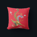 Oriental Pheasant on Bright Red Pillow<br><div class="desc">From an old oriental print,  a detailed pheasant on bright red background.</div>