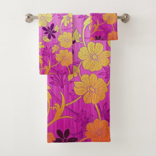 ORIENTAL Pink Golden Pattern - Bath Towel Set
