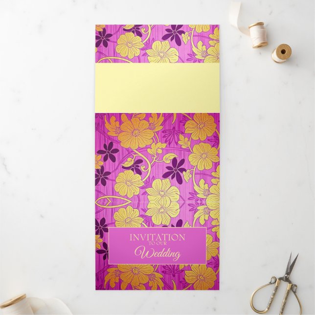 ORIENTAL Pink Golden Pattern - Invitation Card (Outside)