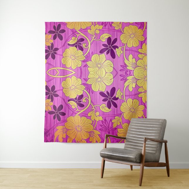 ORIENTAL Pink Golden Pattern - Tapestry (In Situ)