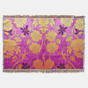 ORIENTAL Pink Golden Pattern - Throw Blanket