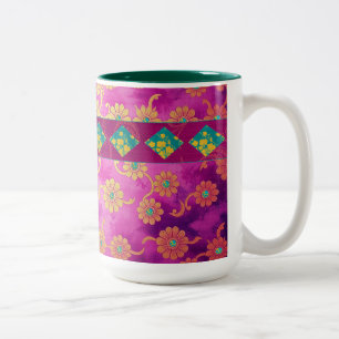 ORIENTAL Pink Turquoise Floral - Mug, Cup