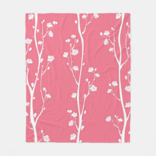 Oriental plum blossom pattern fleece blanket