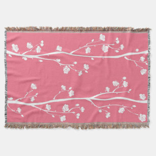 Oriental plum blossom pattern throw blanket