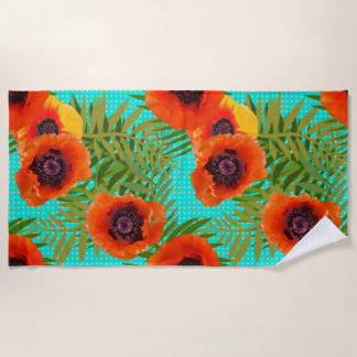 Oriental Poppies Beach Towel