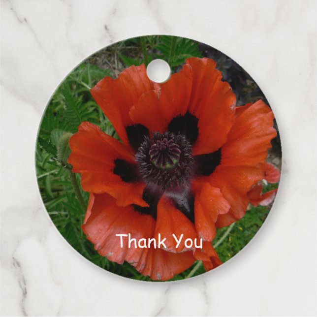 Oriental poppy     favour tags (Front)