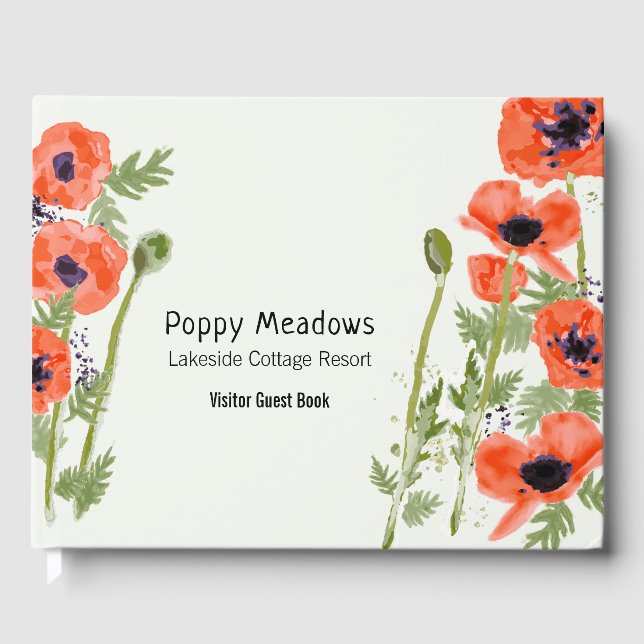 Oriental Poppy Flowers Vacation Rental Guest Book (Front)